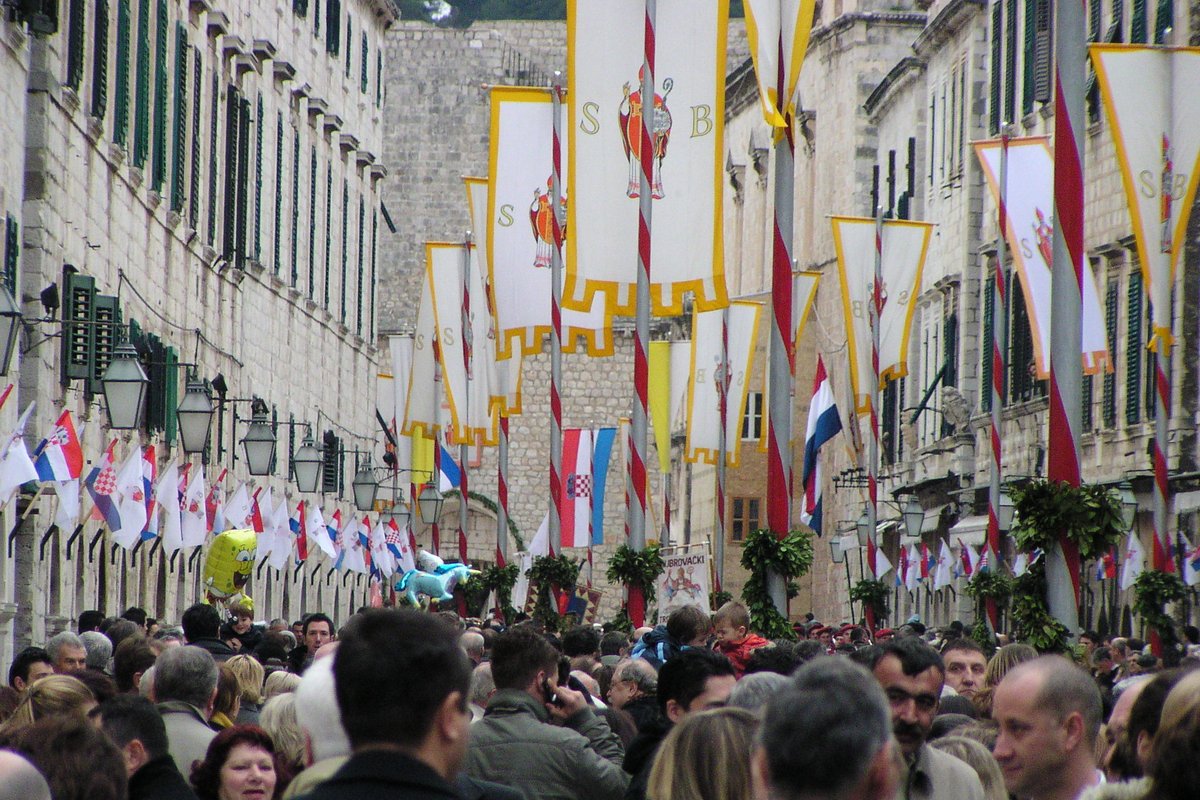 Feast of Saint Blaise (Sv. Vlaho) procession on the Stradun in Dubrovnik, Croatia
