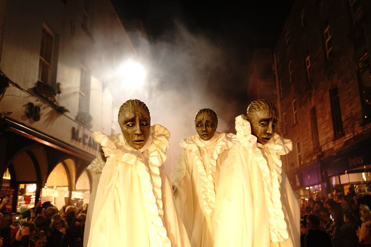 Macnas performers during Port na bPúcaí parade in Galway City, Ireland