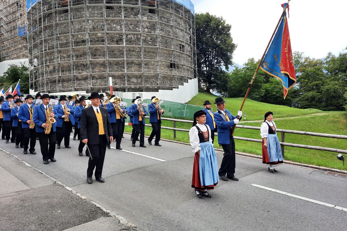 Fürstenfest National Day procession to Schlosswiese in Liechtenstein