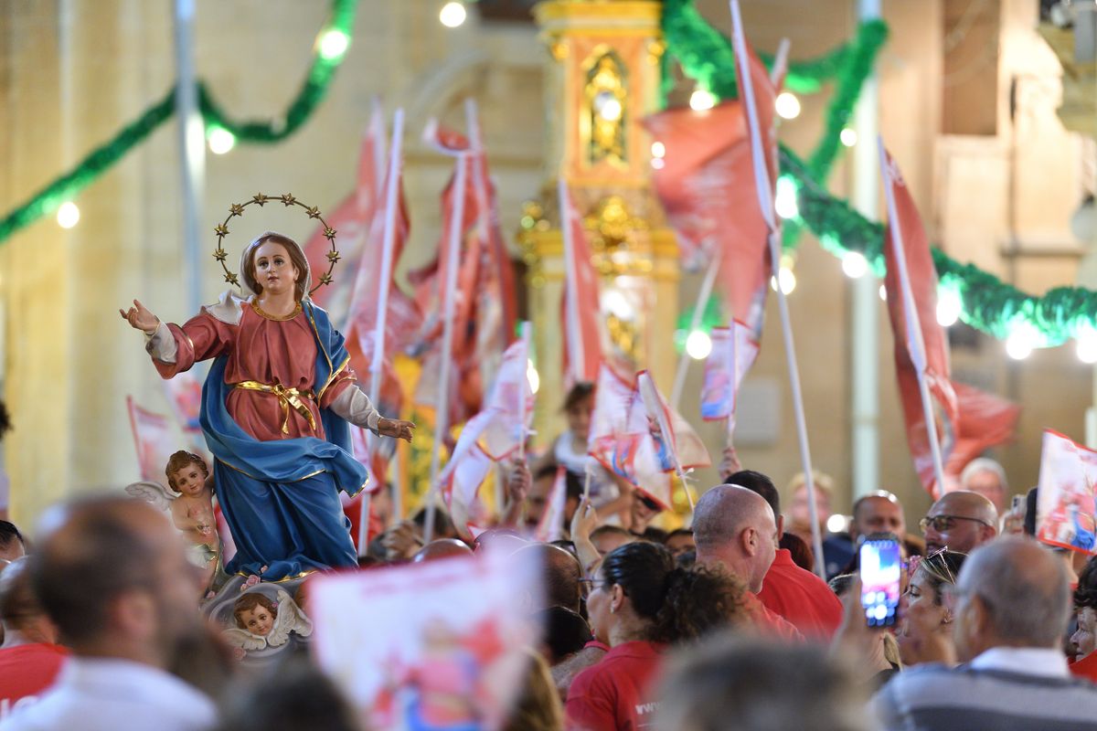 Kids Day procession during feast of St. Mary in Mqabba, Malta